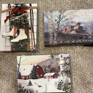 Holiday Light Up Wall Art Set with Winter Scenes 8x6